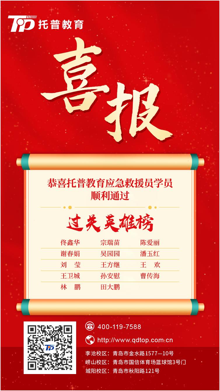 喜报！用成果印证实力，恭喜托普教育应急救援员学员，考核通过！(图1)